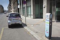 Germany, Berlin, Mitte, Citroen electric car being