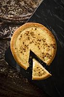 Cheesecake, sliced (seen from above)