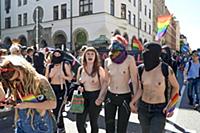 Participants of the annual gay pride parade march 