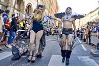 Participants of the annual gay pride parade march 