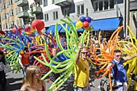 Participants of the annual gay pride parade march 