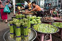MYANMAR / Yangon / 2015 / Asparagus, mangos, every