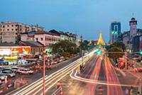 MYANMAR / Yangon / 2015 / Evening rush hour traffi
