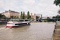 Austria / Vienna / 2014 / Ship on Danube river. Vi