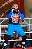 Денис Лебедев во время открытой тренировки перед с